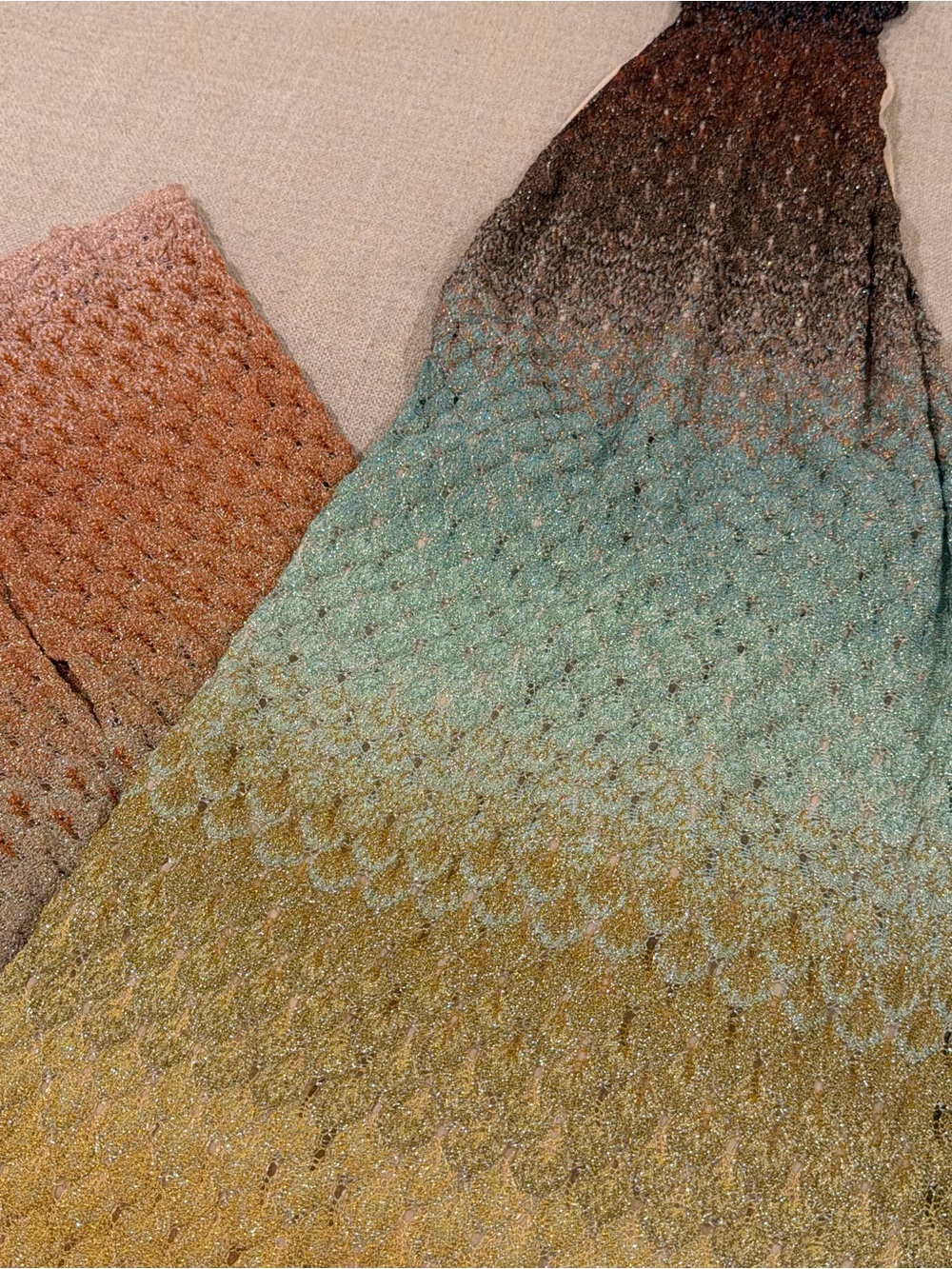Missoni Ombre Metallic Gradient Knit Halter Dress in Brown, Mint, Yellow, Peach - Picture 3 of 5